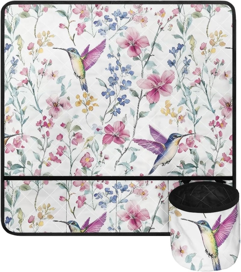 Kathyboom Humming Bird Sewing Machine Mat for Table Muffling Reduce Vibration Anti-Dust with Storage Water-Proof Sew Machine Pad - Image 1